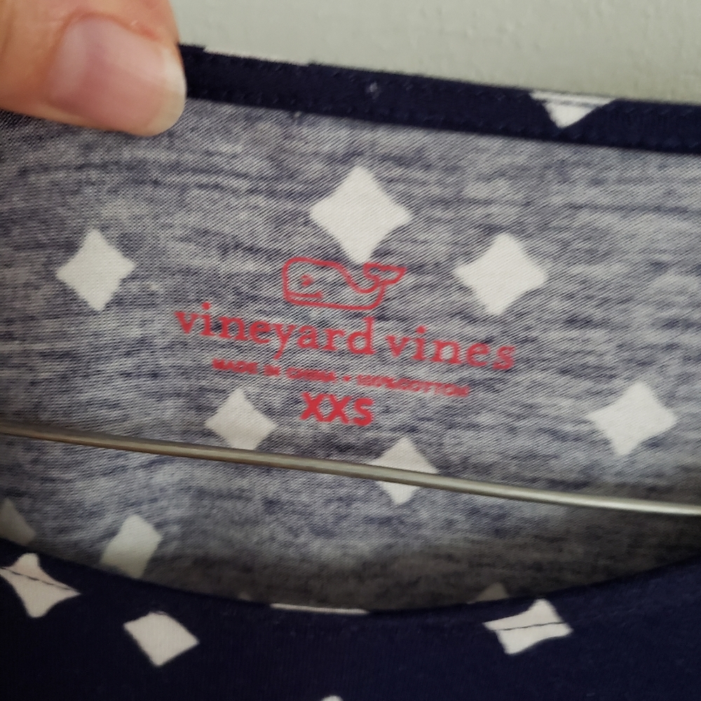 NWT Vineyard Vines Women's Navy/White Diamond Top - Picture 5 of 9